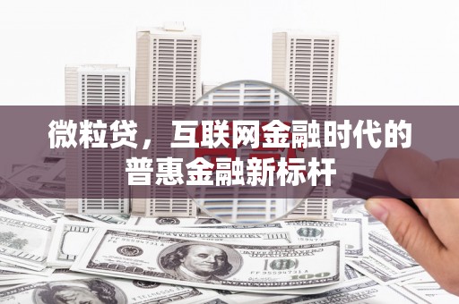 滁州微粒贷，互联网金融时代的普惠金融新标杆