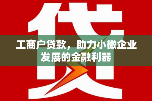 滁州工商户贷款，助力小微企业发展的金融利器