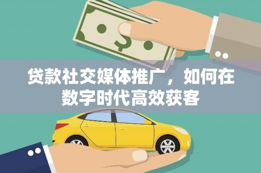 滁州贷款社交媒体推广，如何在数字时代高效获客