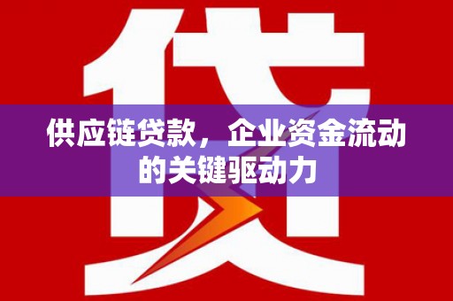 滁州供应链贷款，企业资金流动的关键驱动力