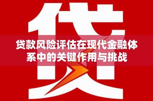 滁州贷款风险评估在现代金融体系中的关键作用与挑战