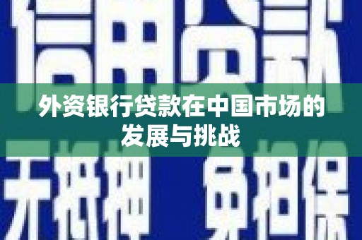 滁州外资银行贷款在中国市场的发展与挑战
