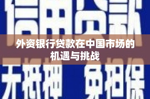 滁州外资银行贷款在中国市场的机遇与挑战