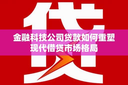 滁州金融科技公司贷款如何重塑现代借贷市场格局