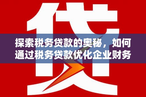 滁州探索税务贷款的奥秘，如何通过税务贷款优化企业财务