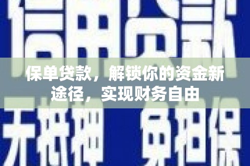 滁州保单贷款，解锁你的资金新途径，实现财务自由