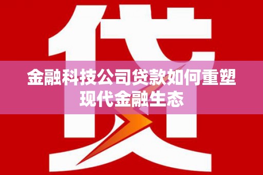 滁州金融科技公司贷款如何重塑现代金融生态