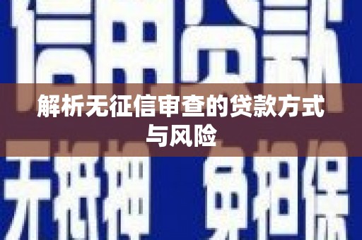 滁州解析无征信审查的贷款方式与风险