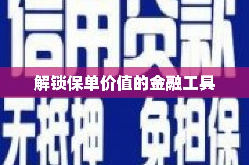 滁州解锁保单价值的金融工具