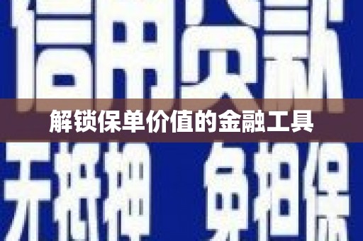 滁州解锁保单价值的金融工具