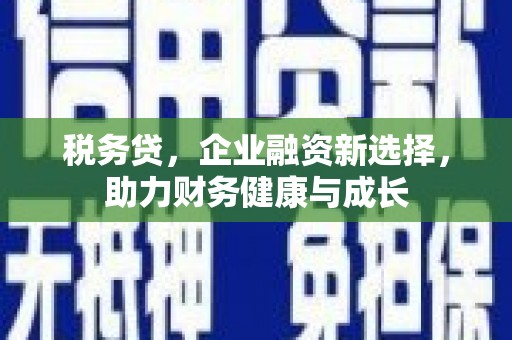 滁州税务贷，企业融资新选择，助力财务健康与成长